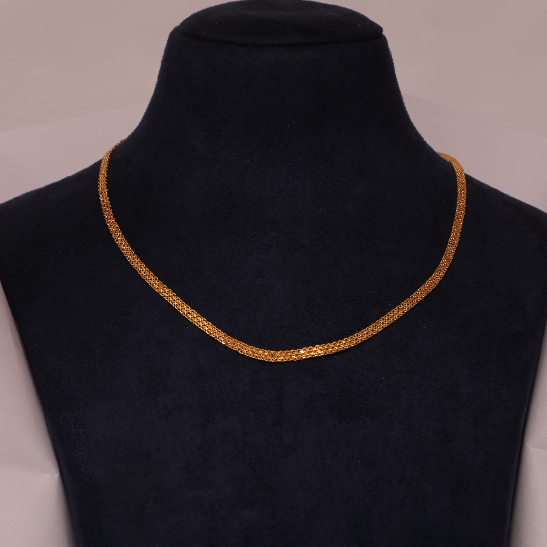 Wide Textured Gold Mesh Link Chain