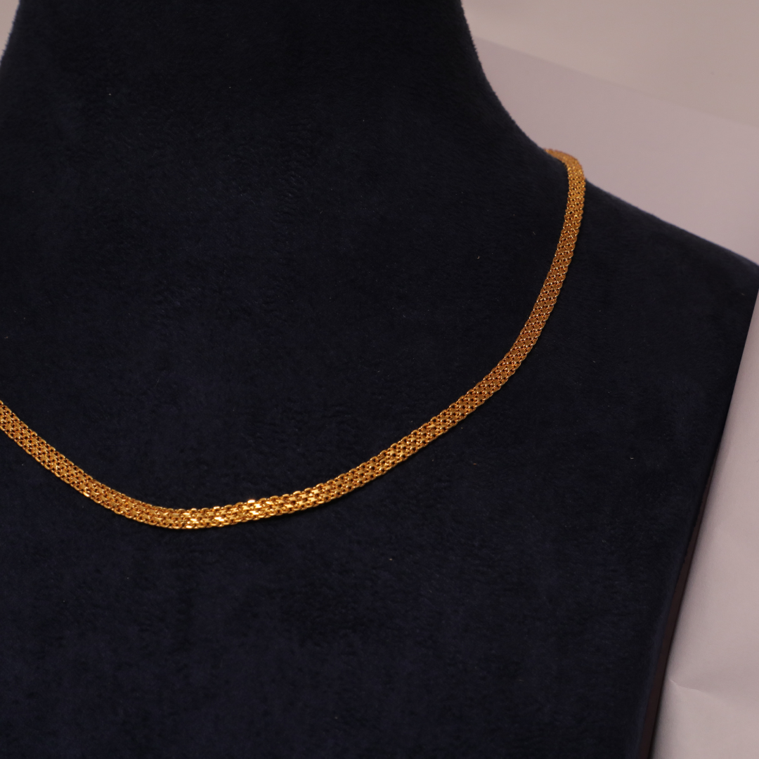 Wide Textured Gold Mesh Link Chain