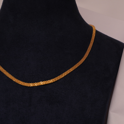 Wide Textured Gold Mesh Link Chain