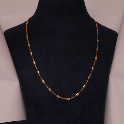 Gold Cylindrical Bead Station Chain