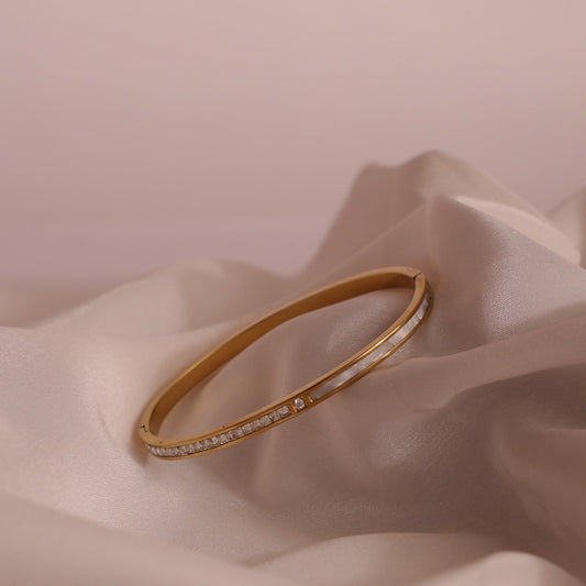 Sara Gold and Zircon Stone handcrafted Bangle