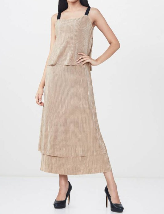 Metallic Knit Tiered Maxi Dress