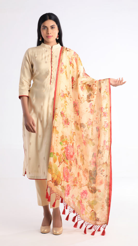 Beige Floral Salwar