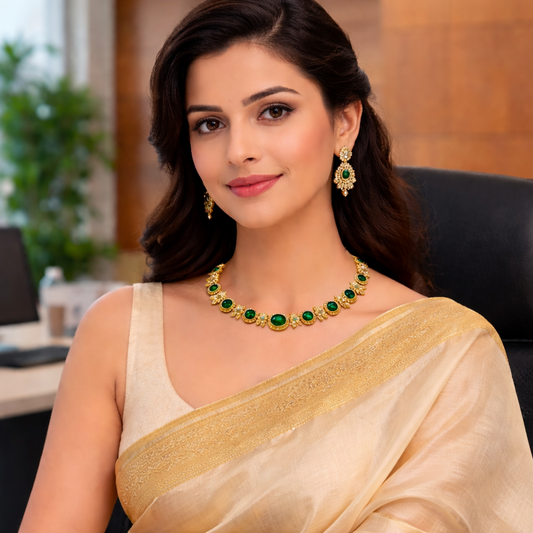Ananya Emerald Glow Necklace Set