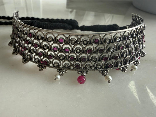 Leela Handcrafted 92.5 Sterling Silver Choker Necklace