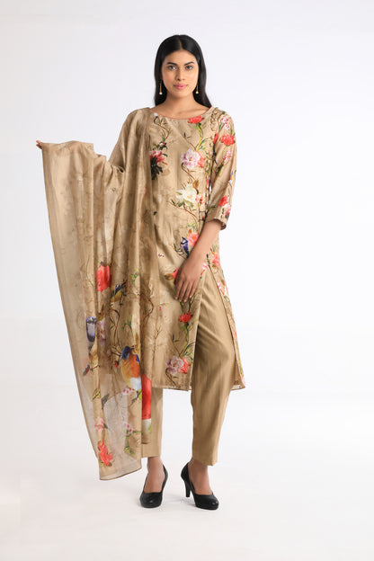 Nitara Khaki Floral Suit