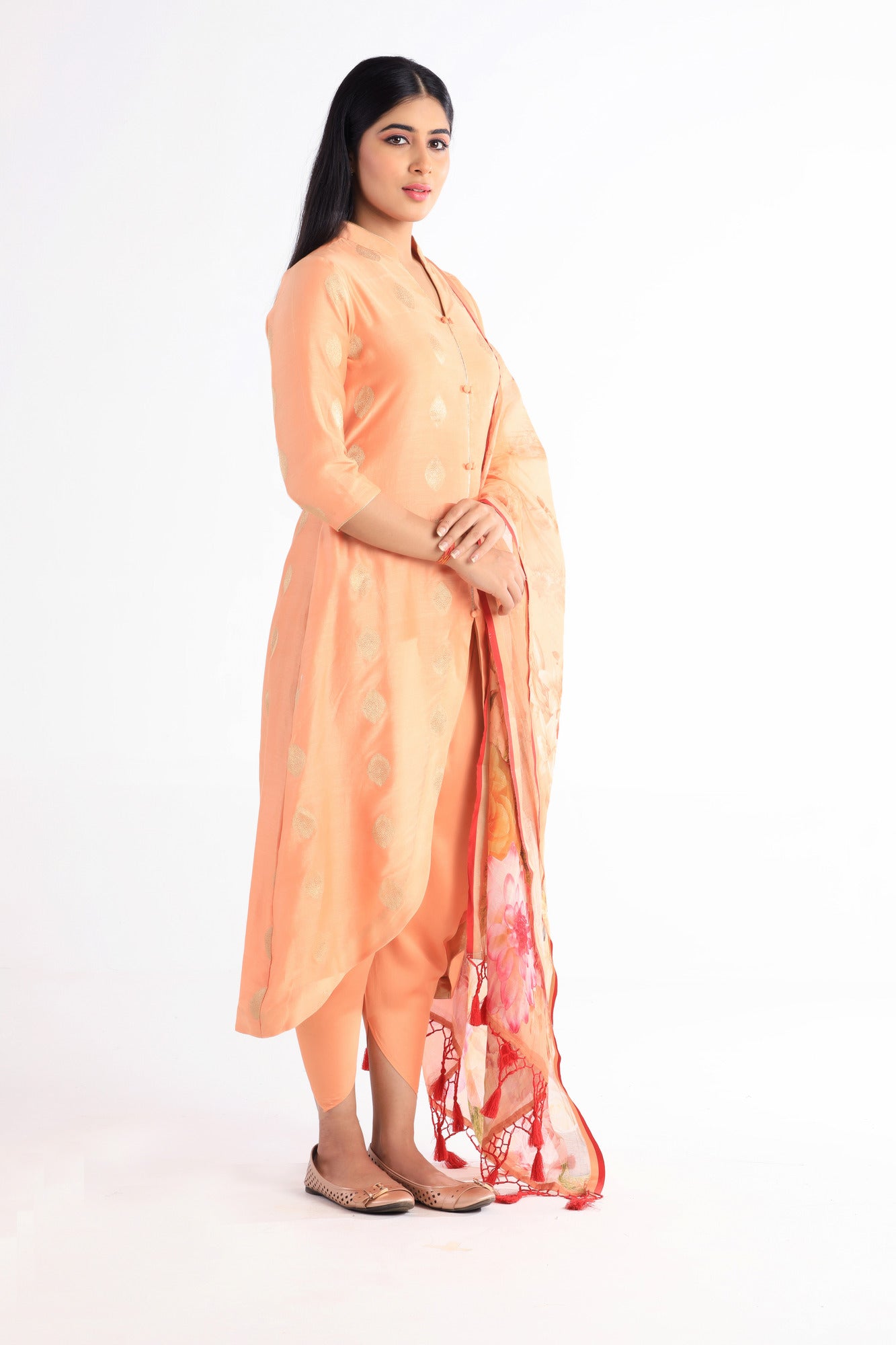 Dhriti Orange Chanderi Kurta Set