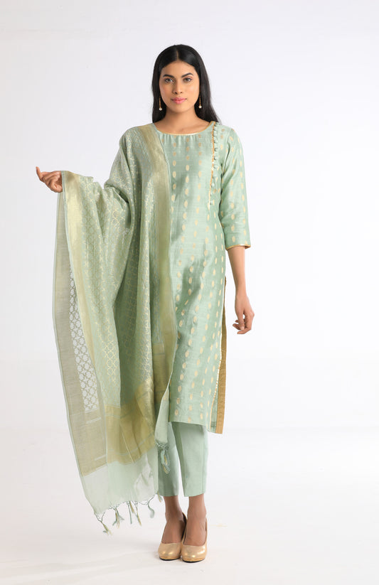 Pihu Pastel Green Cotton Silk Kurta