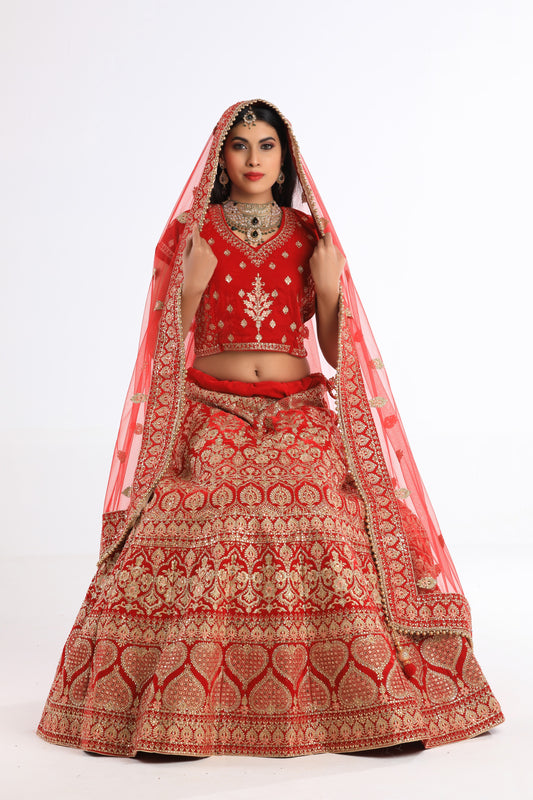 Lekha Red Bridal Lehenga