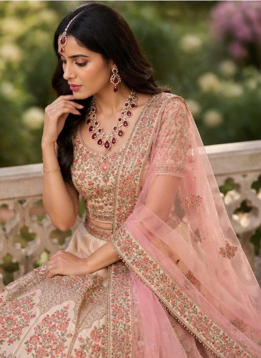 Samantha  Beige and Pink Lehenga