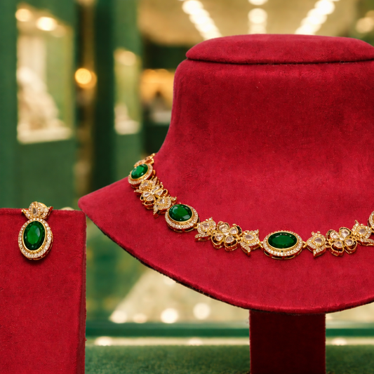 Ananya Emerald Glow Necklace Set