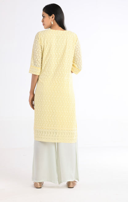 Ishani Yellow Hand Embroidered Kurta