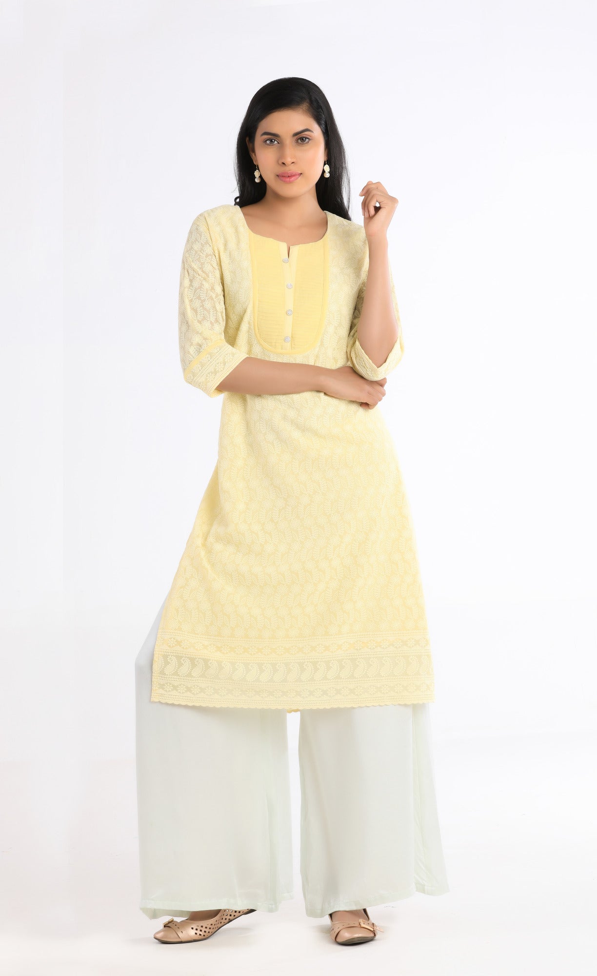 Ishani Yellow Hand Embroidered Kurta